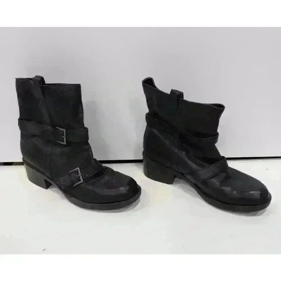 Cole Haan Black Leather Biker Boots Size 7.5 Vintage Style - Picture 3 of 6